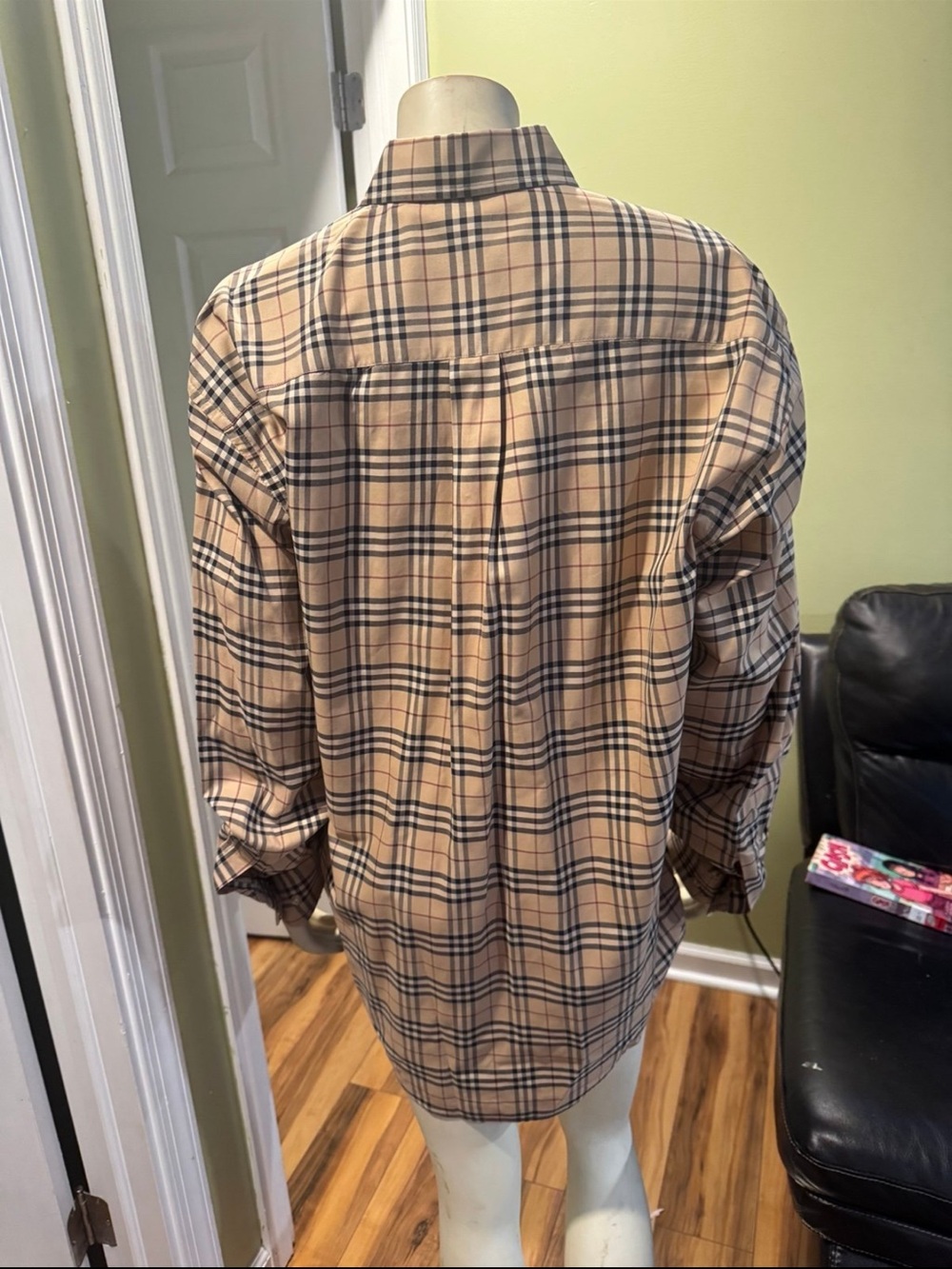 Burberry Beige and Black Plaid Shirt Jacket